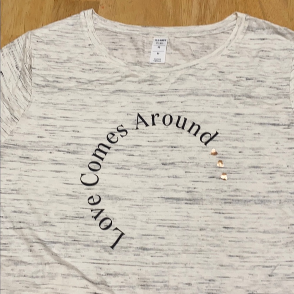 Old Navy t-shirt with saying and foil hearts